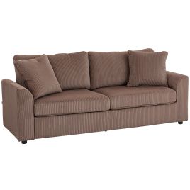 HERON Modern 3 Seater Sofa with Spring Cushion 212 cm Fabric Jumbo Cord Sofa Coffee