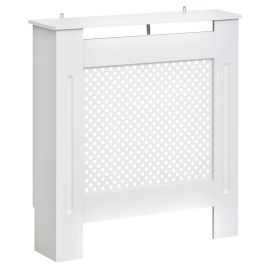 Wooden Radiator Cover Heating Cabinet Modern Home Furniture Grill Style Diamond Design White Painted (Small)