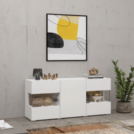 Echo Eden Sideboard with Partially Glazed Doors - White