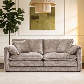 RIVINGTON Chenille Fabric 3 Seater Scatterback Sofa - Beige