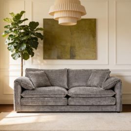 RIVINGTON Chenille Fabric 3 Seater Scatterback Sofa - Grey