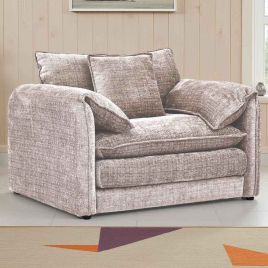 RIVINGTON Chenille Fabric Armchair - Beige