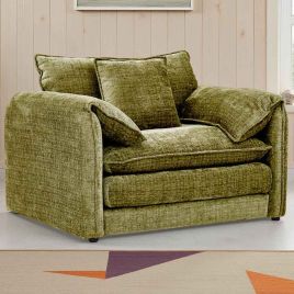 RIVINGTON Chenille Fabric Armchair - Green