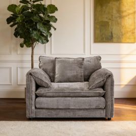 RIVINGTON Chenille Fabric Armchair - Grey