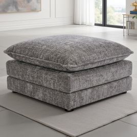 RIVINGTON Chenille Fabric Footstool - Grey