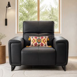 ROVELAN Leather Electric Recliner Armchair - Black
