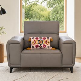ROVELAN Leather Electric Recliner Armchair - Grey