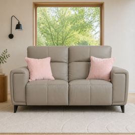 ROVELAN Leather 2 Seater Electric Recliner Sofa - Grey