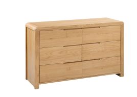 CUBA Oak Finish Chest of Drawers - Large-sized, 6 Drawers