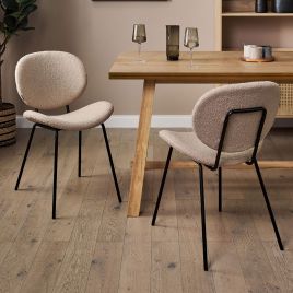 Set of 2 Dining Chairs LUANA Boucle Taupe