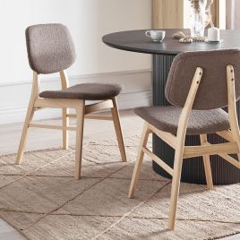 Set of 2 Dining Chairs ELLA Wood Taupe
