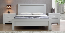 Dunstable Luxuries Style Solid Wood Frame King Size Bed - Grey Finish