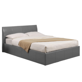 Purbeck Grey Faux Leather Storage Ottoman Bed with Gas Lift - Single