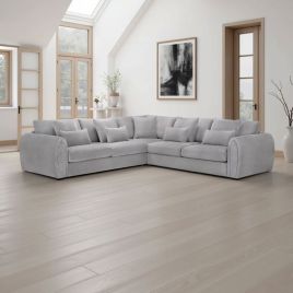 ANDREW Velvet Large Corner Sofa - L Shaped - Grey