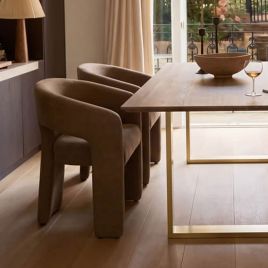 ALUNA Velvet Dining Chair - Mole