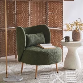Armchair OTSBY II with Cushion Boucle Dark Green