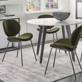 Set of 2 Boucle Dining Chairs Dark Green LUANA