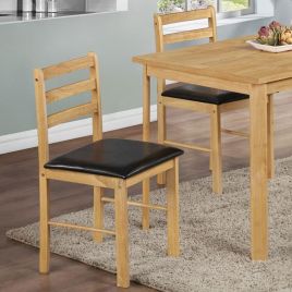 Coronado Wooden Dining Chair Natural Oak Black PU Seat - Set of 2