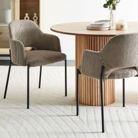 Set of 2 Dining Chairs RATON Corduroy Taupe