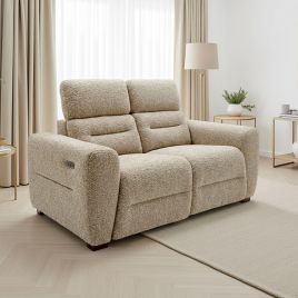 AVERLEIGH Boucle Fabric 2 Seater Recliner Sofa - Beige