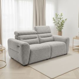 AVERLEIGH Boucle Fabric 3 Seater Recliner Sofa - Grey