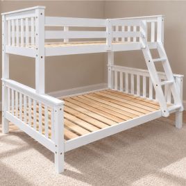 Space-Saving Elegance Oroville Triple Sleeper Bunk Single Top, 4 Foot Bottom Beds - White Finish