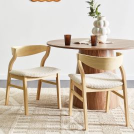 Set of 2 Dining Chairs MAROA Wood Light Beige