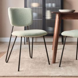 Set of 2 Boucle Dining Chairs Light Green NELKO