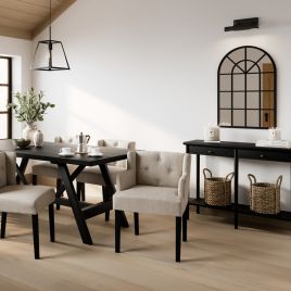 SHEA Linen Dining Chair with Arms - Stone