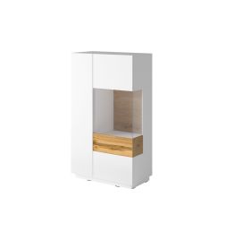 Salamandar 44 Display Cabinet Right Side Wotan Oak - White Gloss