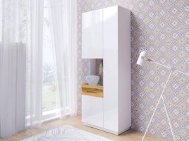 Salamandar 12 Wotan Oak Tall Display Cabinet Left Side - White Gloss