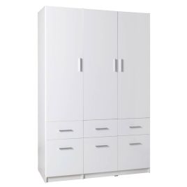 MANISTA 3 Door Wardrobe with 6 Drawers White Gloss - 136cm