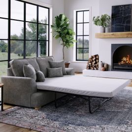 2 Seater Sofa Bed - HERITAGE Fabric - Grey