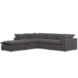 Corner Sofa - PUEBLA Fabric 4 Seater Right Hand Facing Slate - Footstool End