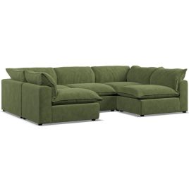 Corner Sofa - PUEBLA Fabric 5 Seater U Shaped Verde - Open End