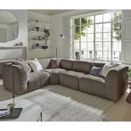 Corner Sofa - ESSAOUIRA Fabric 4 Seater Right Hand Facing - Walnut