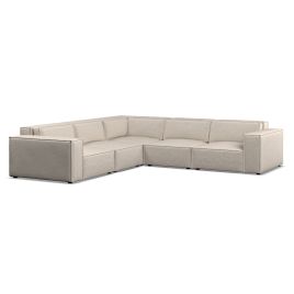 Corner Sofa - LUCCA Fabric 5 Seater Right Hand Facing Linen