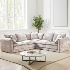 RIVINGTON Chenille Fabric Large 5 Seater L Shaped Corner Sofa - Grey