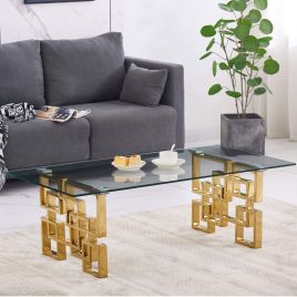 Comet Carter Coffee Table Clear Glass with Gold Legs