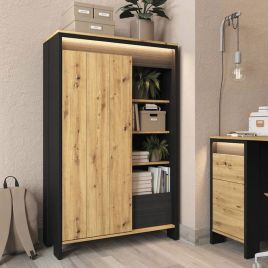 Naxon Wing Tall Cabinet with Door - Oak and Black