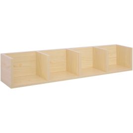Wall Mount 84 CD / 56 DVD/Blu-ray/ Media Storage Rack 4 Cubes Wooden Shelf Organizer Unit Bookcase Display (Natural Wood Colour)