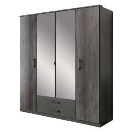 DARWIN 4 Door Wardrobe with 2 Drawers Grey - 180cm