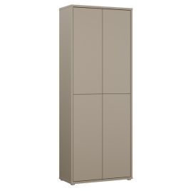 SOLARA Tall Shoe Cabinet with 4 Push to Open Doors - Taupe
