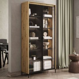 Scribble Spex Tall Display Cabinet - Oak Artisan