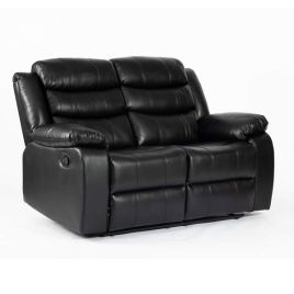 ESPERANZA Leather 2 Seater Recliner Sofa  - Black