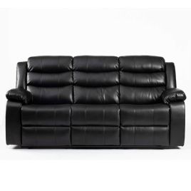 Esperanza 3 Seater Leather Aire Recliner - Black