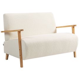 HERON Small Sherpa Fabric 2 Seater Sofa Settee Cream White