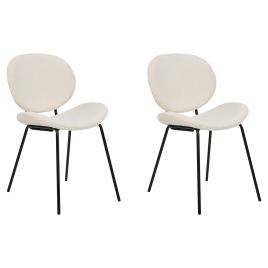 Set of 2 Boucle Dining Chairs White LUANA