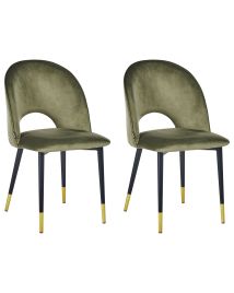 Set of 2 Velvet Dining Chairs Olive Green MAGALIA