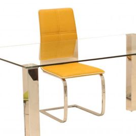 Everdeen Set of 2 PU Chrome Chairs - Yellow